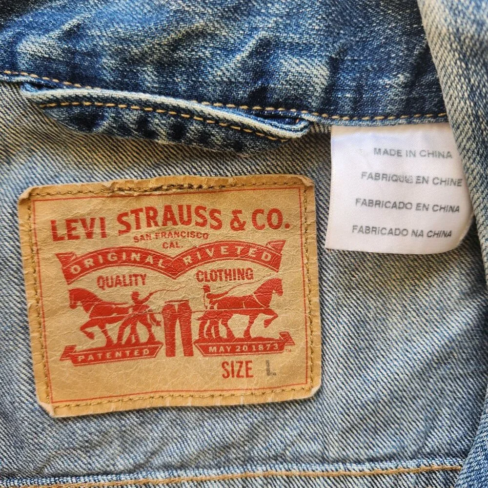 Retro Levi's Strauss Blue Denim Jacket CA00342 Trucker Casual Unisex Large - Picture 8 of 15